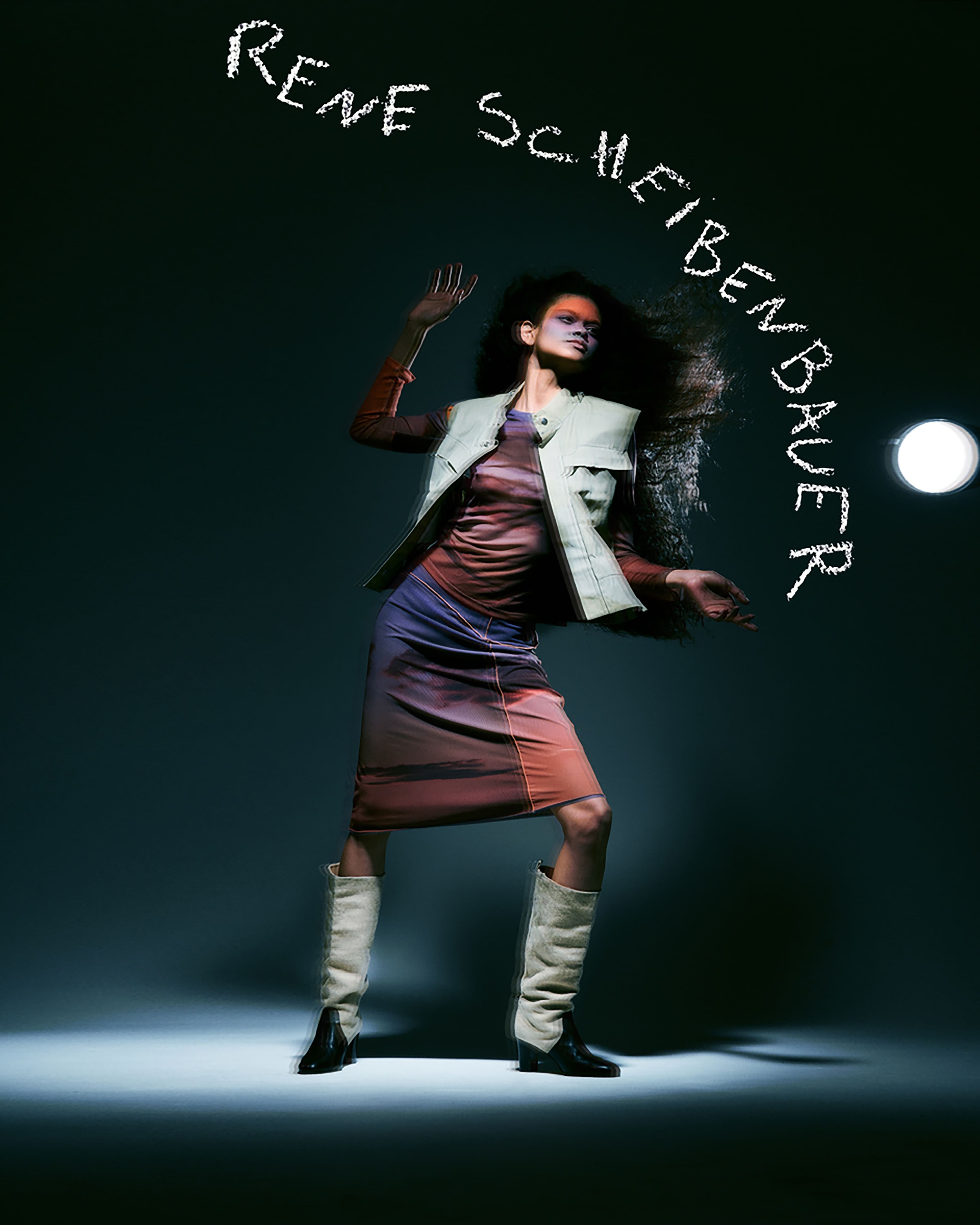 All clothing by René Scheibenbauer. Boots by Maryam Nassir Zadeh.