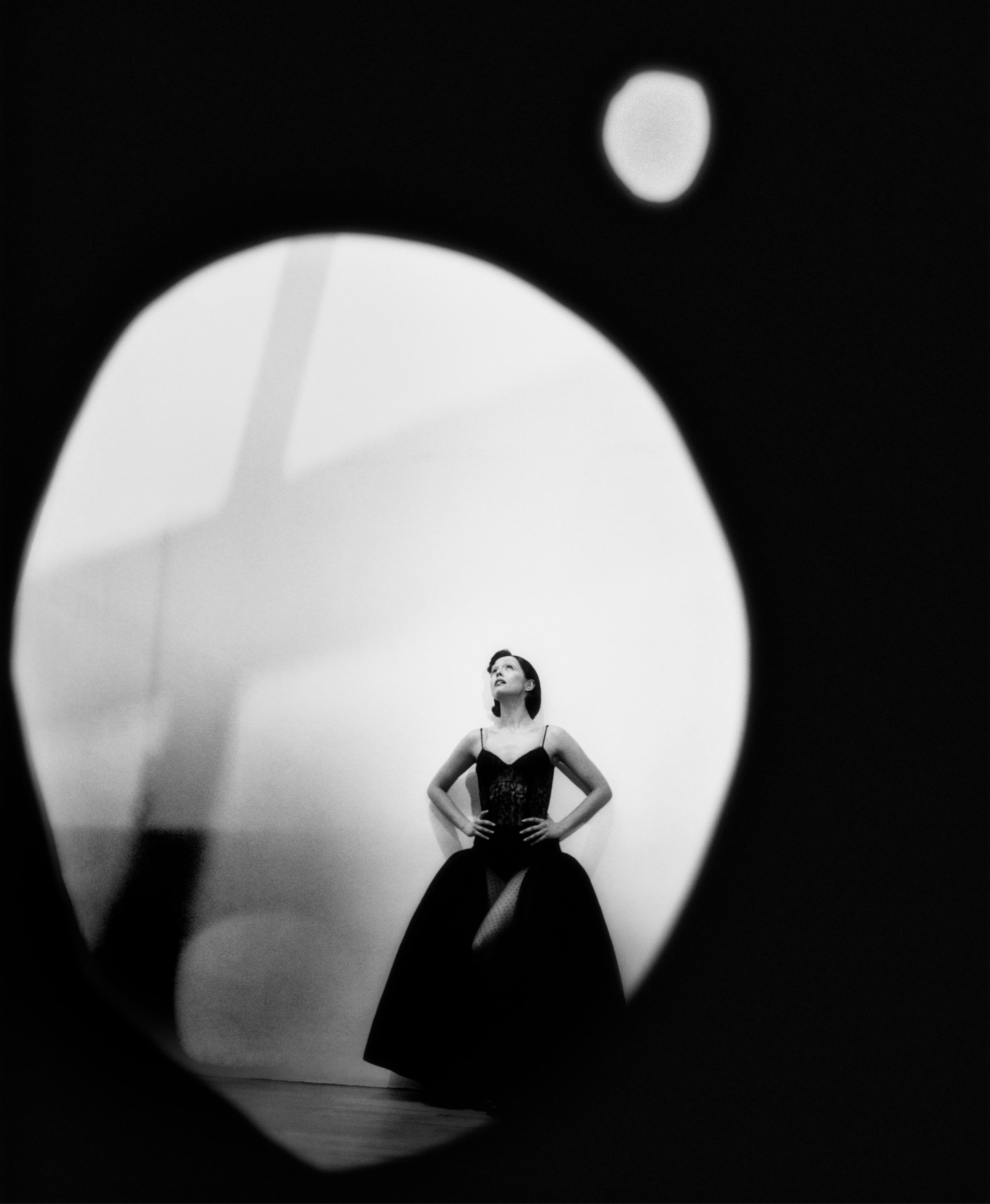 DRESS by ,Meruert Tolegen. ,UNDERWEAR by ,Araks. ,SHOES by ,Christian Dior.