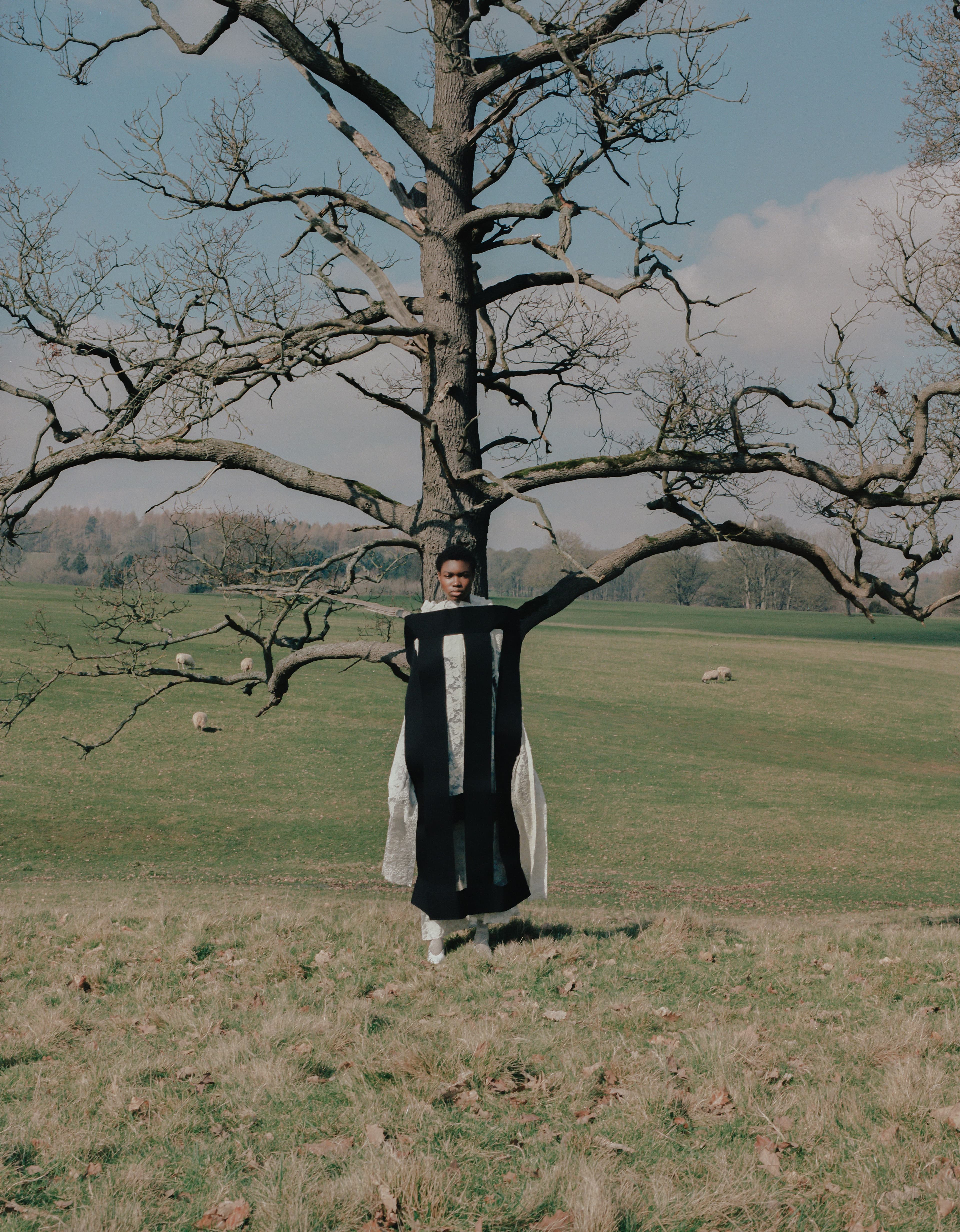 Vintage dress by Comme des Garçons from 20age archive. Socks by Falke.