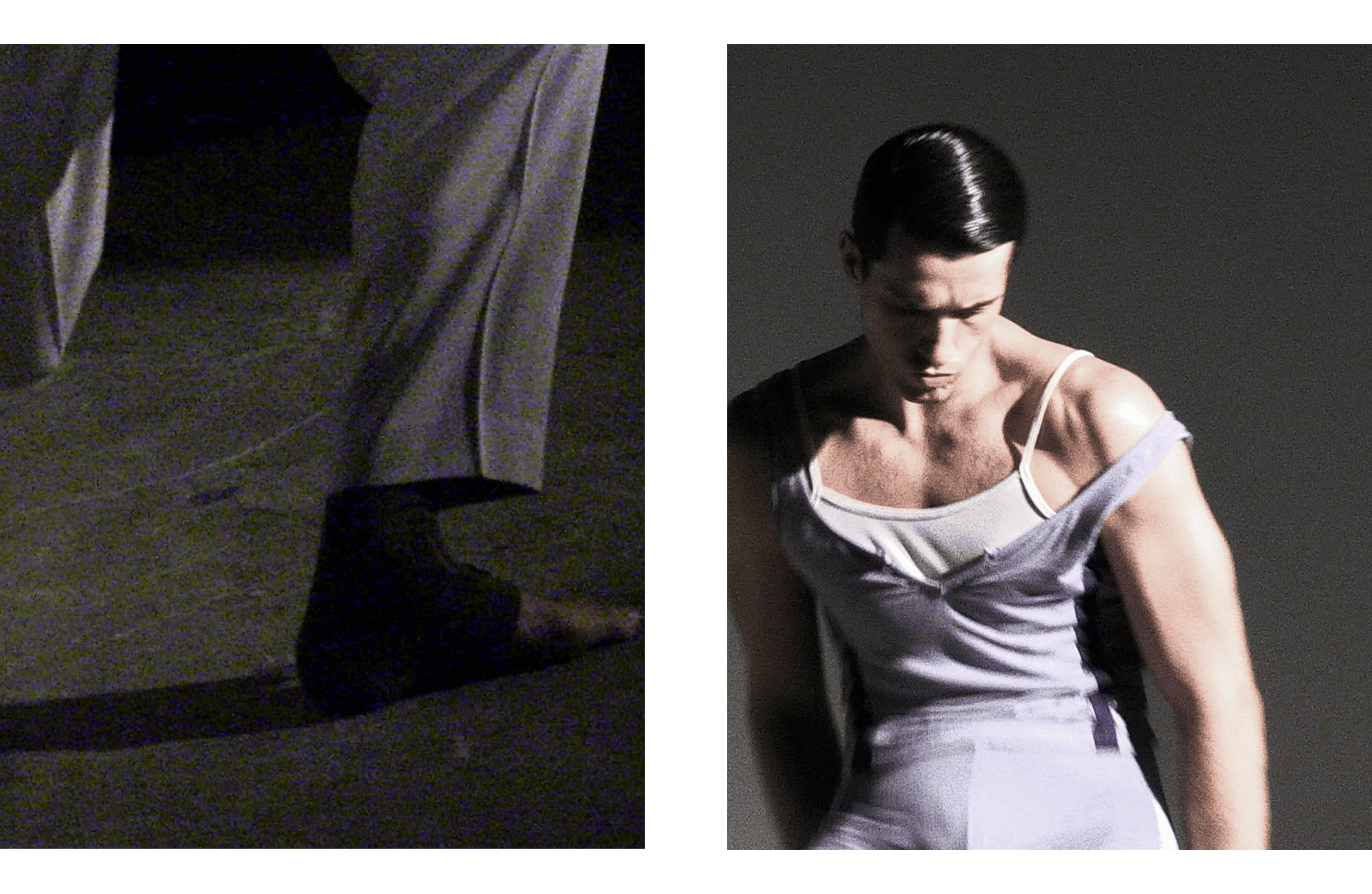 LEFT—PANTS by Dior. RIGHT—All CLOTHING by Jacek Gleba.