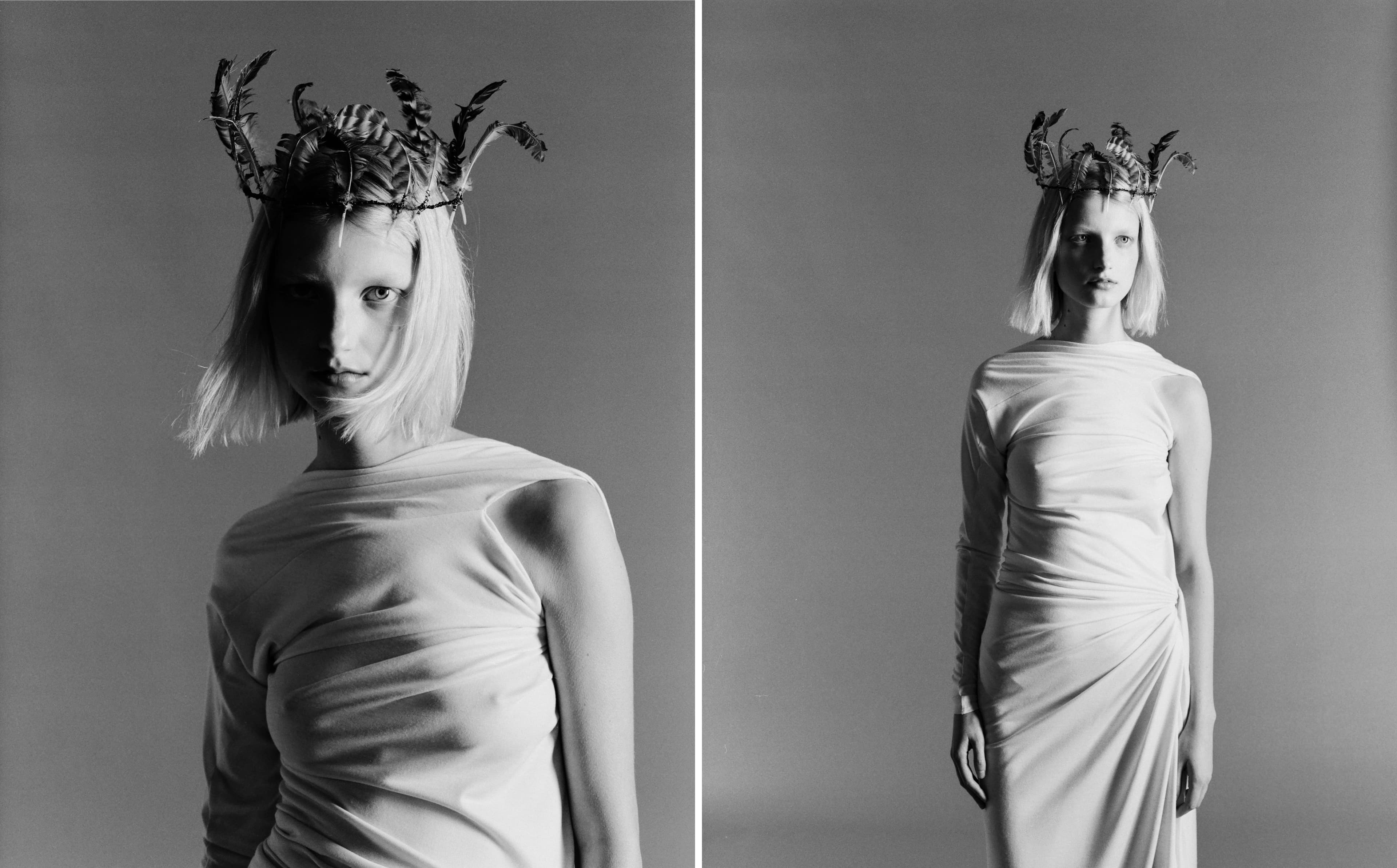 DRESS by Salon 1884; HEADPIECE by Heather Huey
