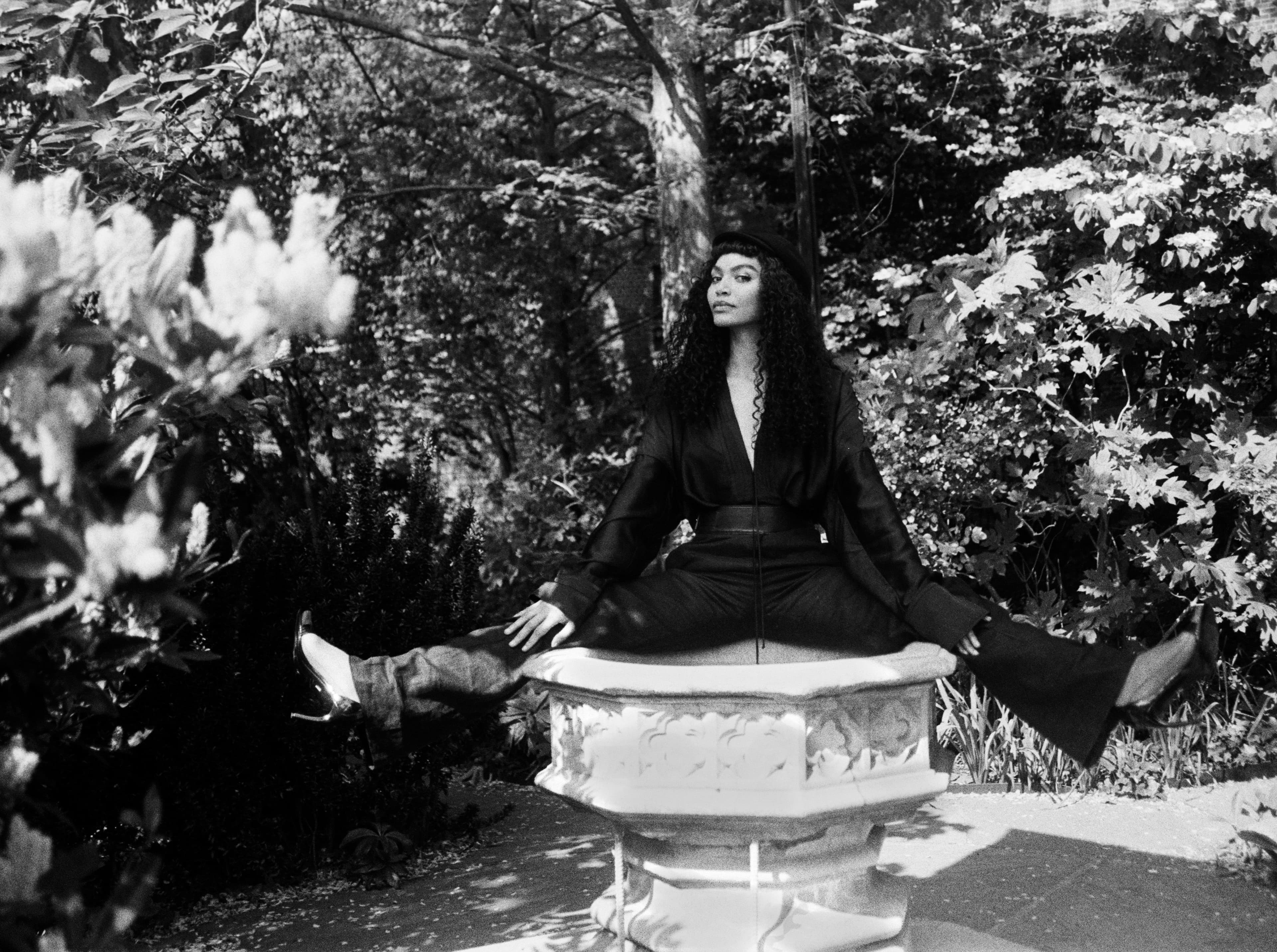 All CLOTHING and SHOES by ,Ferragamo,. HAT by, Dior.